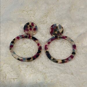 Multicolor Tortoise Shell Hoop Earrings
